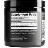 Tabla nutricional del suplemento Toniiq L-Glutatión 1000 mg 60 cápsulas