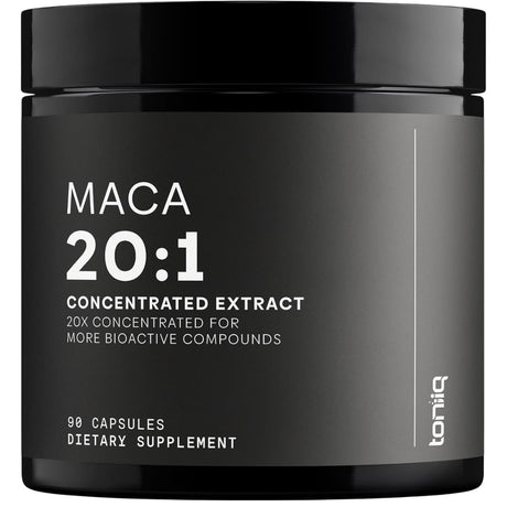 Frasco de suplemento Toniiq Maca 500 mg 90 cápsulas