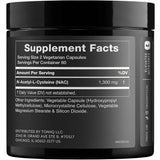 Tabla nutricional del suplemento Toniiq N-Acetil-L-Cisteína (NAC) 1300 mg 120 Cápsulas