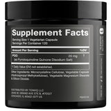 Tabla nutricional del suplemento Toniiq PQQ 120 cápsulas