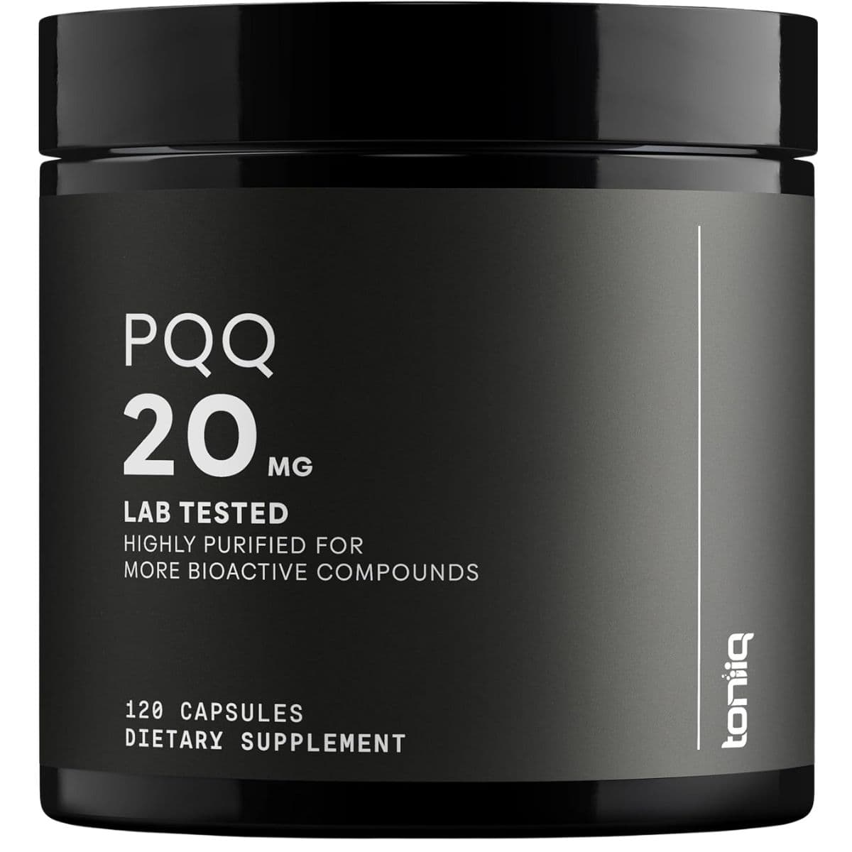 Frasco de suplemento Toniiq PQQ 120 cápsulas