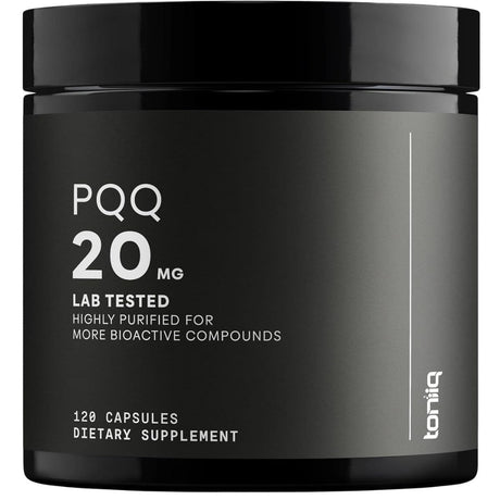 Frasco de suplemento Toniiq PQQ 120 cápsulas