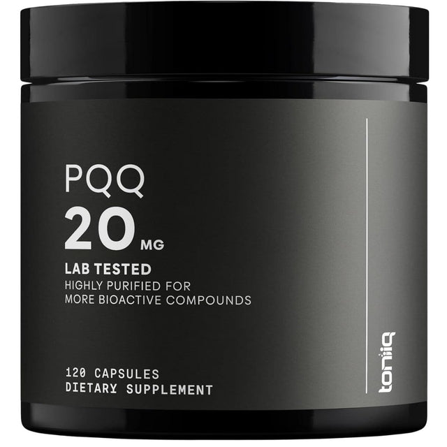 Frasco de suplemento Toniiq PQQ 120 cápsulas