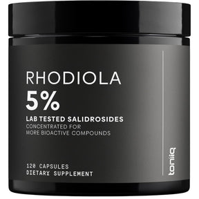 Frasco de suplemento Toniiq Rhodiola 600 mg 120 cápsulas
