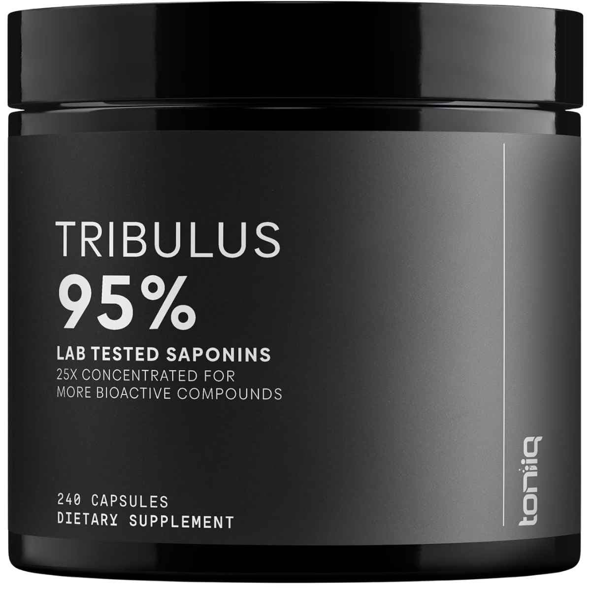 Frasco de suplemento Toniiq Tríbulos Terrestre 1300 mg 240 cápsulas