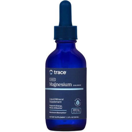 Frasco frontal de Trace Minerals magnesio iónico líquido, presentación de 59 ml.