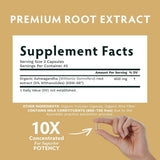 Tabla nutricional del suplemento TRIBE ORGANICS Extracto Orgánico de Raíz de Ashwagandha KSM-66 (600 mg - 90 Cápsulas)