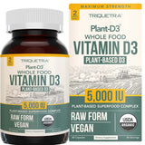Frasco de suplemento Triquetra Vitamina D3 Orgánica 60 cápsulas