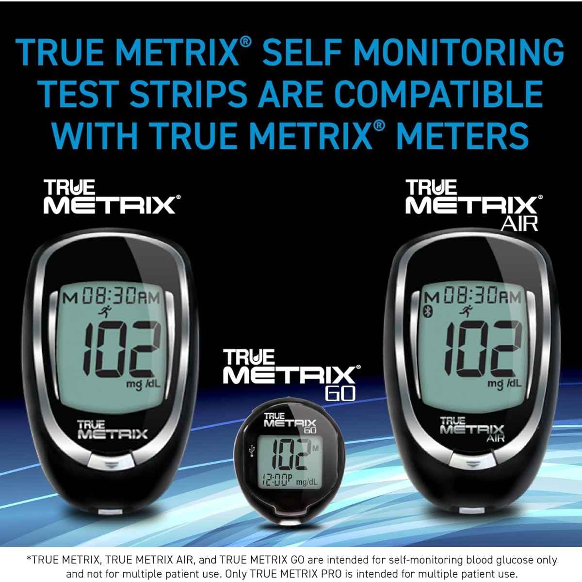 Etiqueta de compatibilidad de tiras TRUE METRIX con medidores TRUE METRIX, AIR y GO.