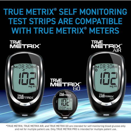 Etiqueta de compatibilidad de tiras TRUE METRIX con medidores TRUE METRIX, AIR y GO.