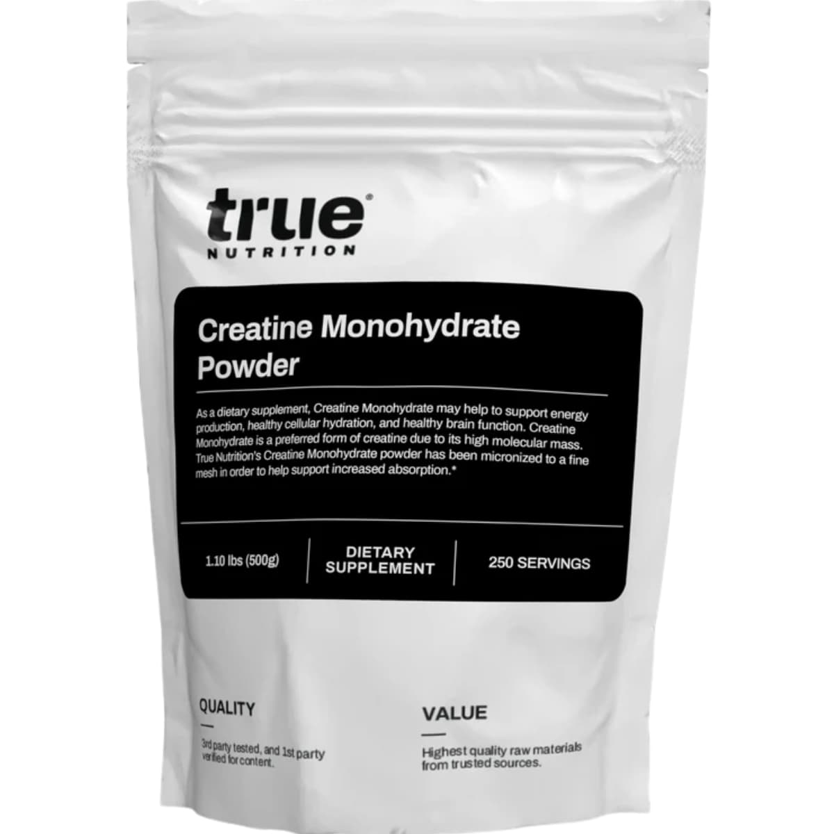 Bolsa de suplemento True Nutrition Monohidrato de Creatina 500 g