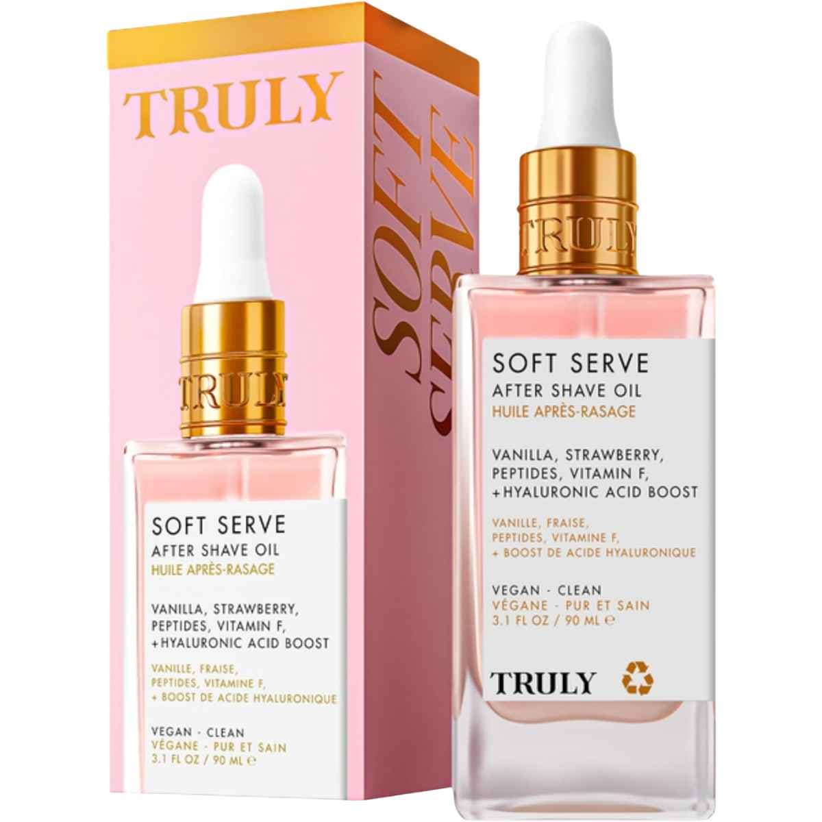 Frasco de aceite Truly Aceite Post Afeitado con Fresa y Vainilla 90 ml