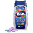 Frasco de suplemento TUMS Carbonato de Calcio Surtido de Bayas 96 tabletas