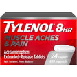 Frasco de suplemento Tylenol 8HR 650 mg Acetaminofén 24 comprimidos recubiertos
