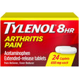 Frasco de suplemento Tylenol Acetaminofén 650 mg Liberación Prolongada 24 comprimidos