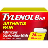 Frasco de suplemento Tylenol Acetaminofén 650 mg Liberación Prolongada 24 comprimidos