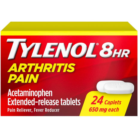 Frasco de suplemento Tylenol Acetaminofén 650 mg Liberación Prolongada 24 comprimidos