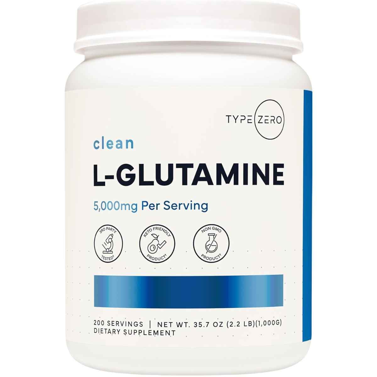 Frasco de suplemento Type Zero L-Glutamina 2.2 libras
