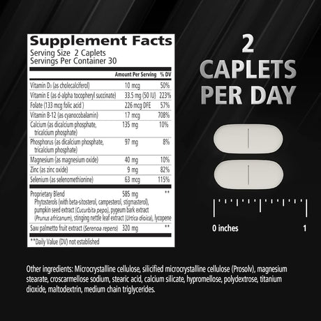 Tabla nutricional del suplemento Urinozinc Saw Palmetto + Beta Sitosterol 60 comprimidos