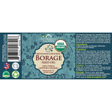 Etiqueta de US Organic aceite de semilla de borraja con ingrediente, modo de uso y advertencias.