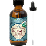 Frasco con gotero de US Organic aceite de semilla de borraja orgánico, presentación de 56 ml.