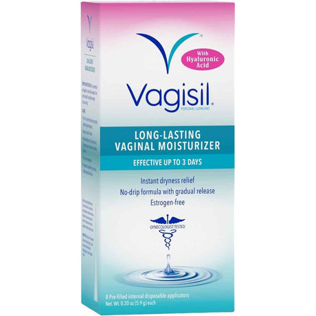 Caja de hidratante vaginal interno Vagisil con ácido hialurónico 8 aplicadores