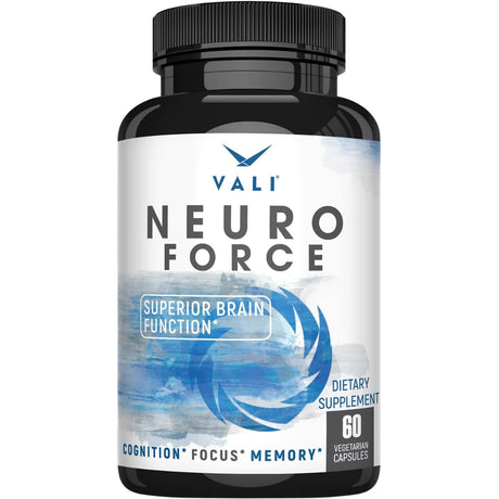 Frasco de suplemento VALI Neuro Force 60 cápsulas