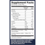 Tabla nutricional del suplemento Vega Proteína Vegana Performance sabor bayas 4 lb