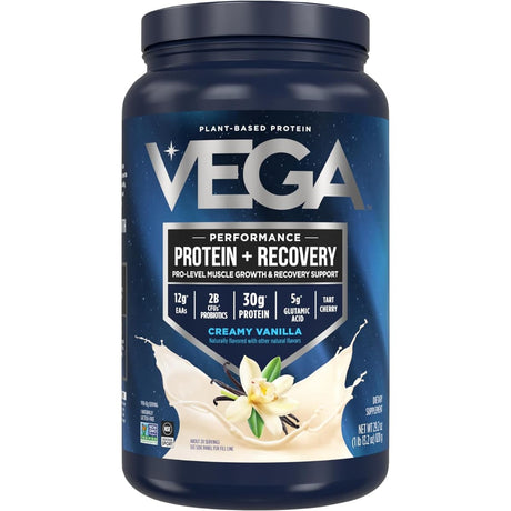 Frasco de suplemento Vega Proteína Vegana Performance sabor vainilla 1 lb