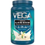 Frasco de suplemento Vega Proteína Vegana Todo-en-Uno Vainilla Francesa 689 g