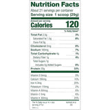 Tabla nutricional del suplemento Vega Proteína y Vegetales 609g polvo