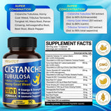 Tabla nutricional del suplemento Vegatot Cistanche Tubulosa 180 cápsulas