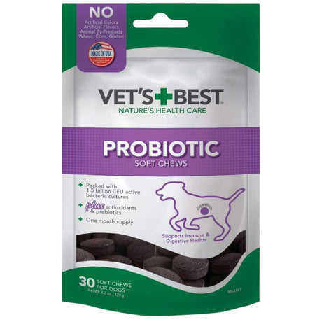 Bolsa de suplemento Vet's Best Probióticos para Perros 30 masticables