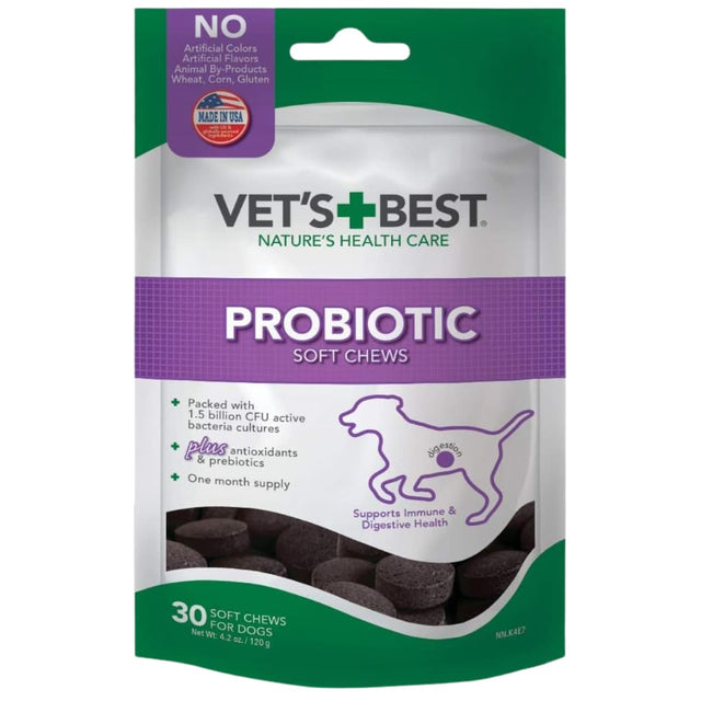 Bolsa de suplemento Vet's Best Probióticos para Perros 30 masticables