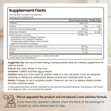 Tabla nutricional del suplemento VEV Complejo de Colágeno Multi polvo 2 lb