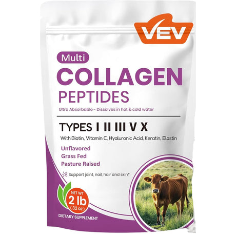 Frasco de suplemento VEV Complejo de Colágeno Multi polvo 2 lb