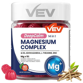 VEV DeepCalm complejo de magnesio 14 en 1 350 mg 90 gomitas frontal