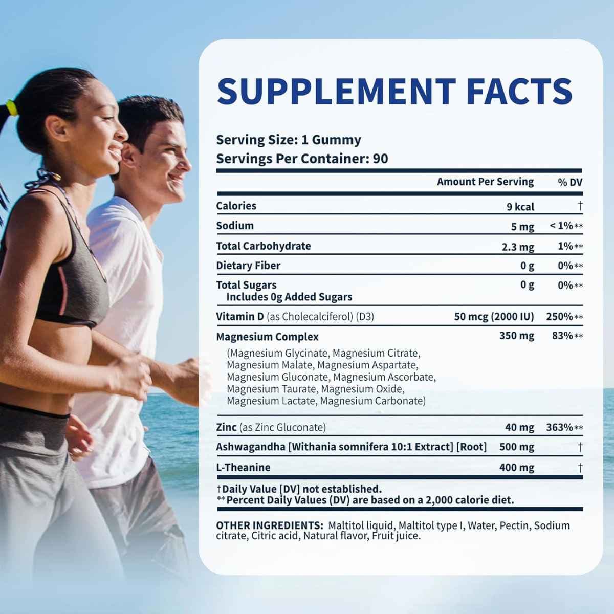 Información del suplemento VEV DeepCalm complejo de magnesio 14 en 1 350 mg 90 gomitas