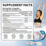 Etiqueta de suplemento de VEV DeepCalm complejo de magnesio 15 en 1 con información de porción e ingredientes