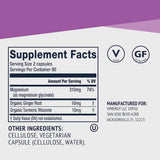 Tabla nutricional del suplemento Vimergy Glicinato de Magnesio 180 cápsulas