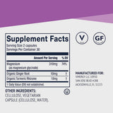 Tabla nutricional del suplemento Vimergy Glicinato de Magnesio 60 cápsulas