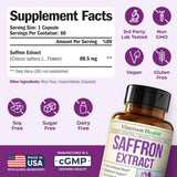 Tabla nutricional del suplemento Vimerson Health Extracto de Azafrán 88.5 mg 60 cápsulas