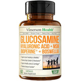 Frasco de suplemento Vimerson Health Sulfato de Glucosamina con Ácido Hialurónico y Boswellia 60 cápsulas