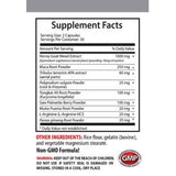 Tabla nutricional del suplemento VIP Vitamins Horny Goat Weed Complex 60 cápsulas.