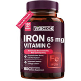 Frasco de suplemento Vitacook Hierro Carbonílico con Vitamina C 180 tabletas