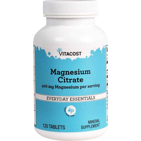Frasco de suplemento Vitacost Citrato de Magnesio 400 mg de 120 tabletas
