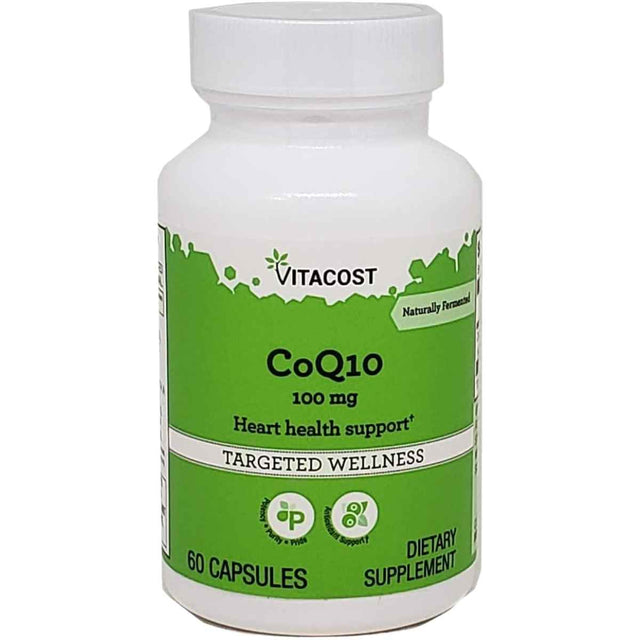 Frasco de suplemento Vitacost Coenzima Q10 100 mg 60 Cápsulas