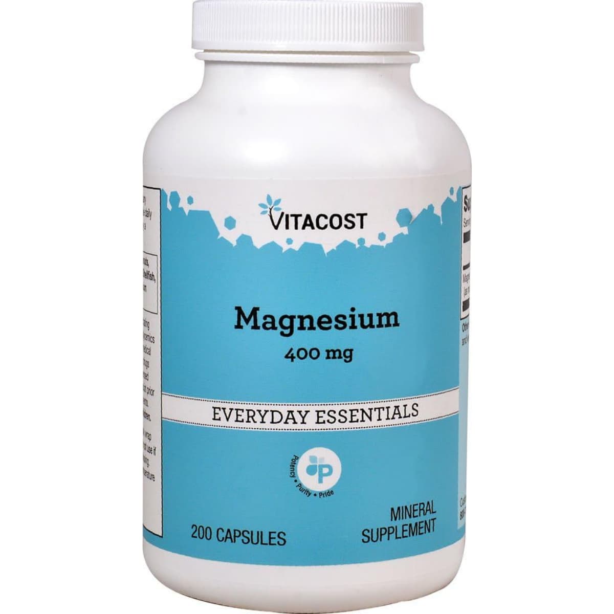 Frasco de suplemento Vitacost Óxido de Magnesio 200 cápsulas
