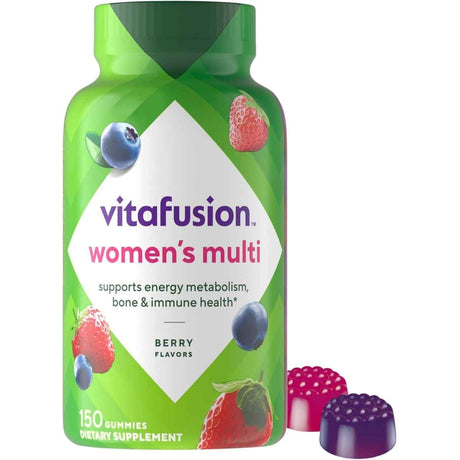 Frasco de suplemento Vitafusion Multivitamínico para Mujeres Sabor a Bayas 150 gomitas