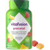 Frasco de suplemento Vitafusion Multivitamínico Prenatal Frambuesa Limonada 90 gomitas